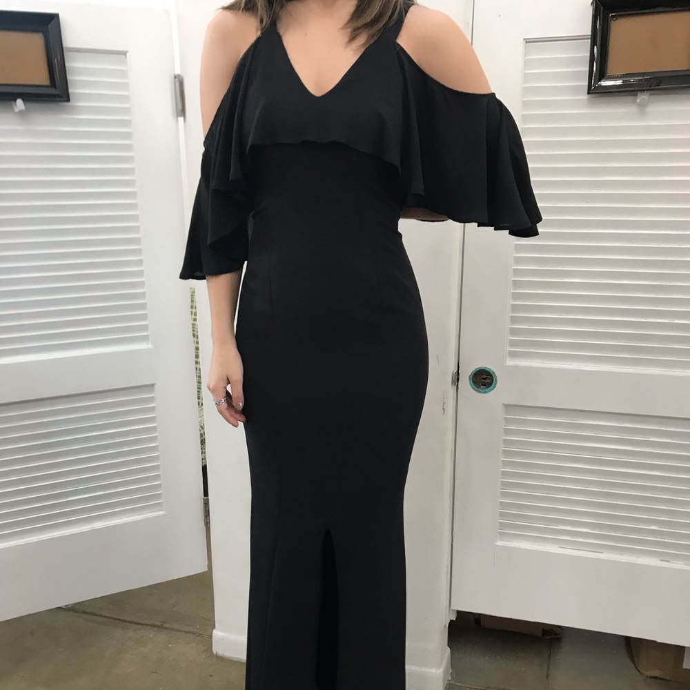 Off the shoulders black gown